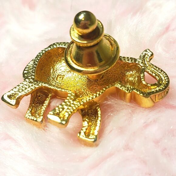 Vintage Mid Century Elephant Gold & Red W/ Rhinestone Avon - 010 - Picture 4 of 5